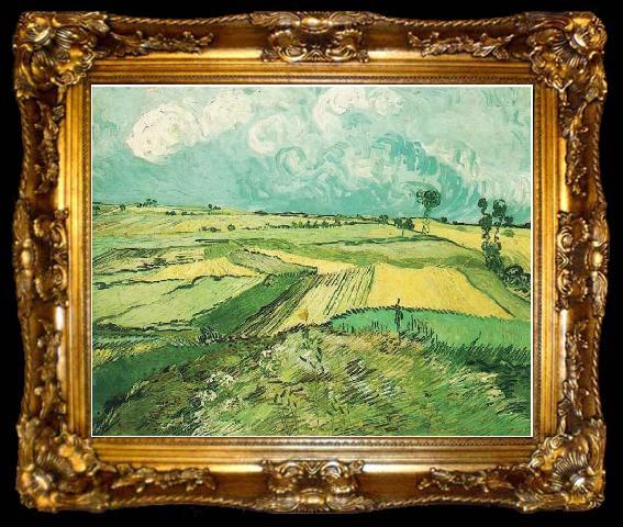 framed  Vincent Van Gogh Wheatfield at Auvers under Clouded Sky, ta009-2